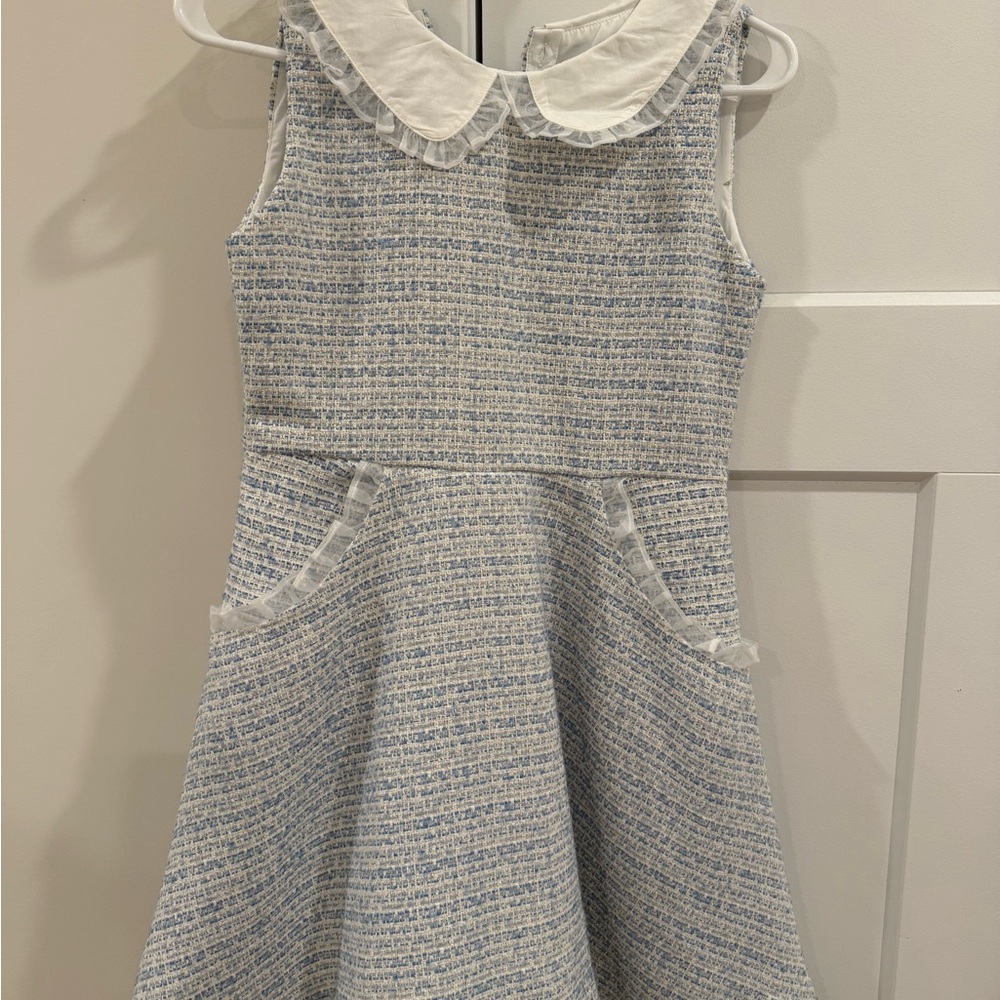 Janie and Jack Gray A-line Dress with Peter Pan Collar for Casual Wear